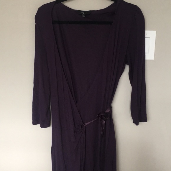 3/4 sleeve knit wrap dress - Picture 1 of 4